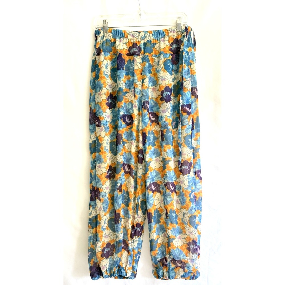 Free People Misty Blue Combo Floral Balloon Pants Size XS NWT